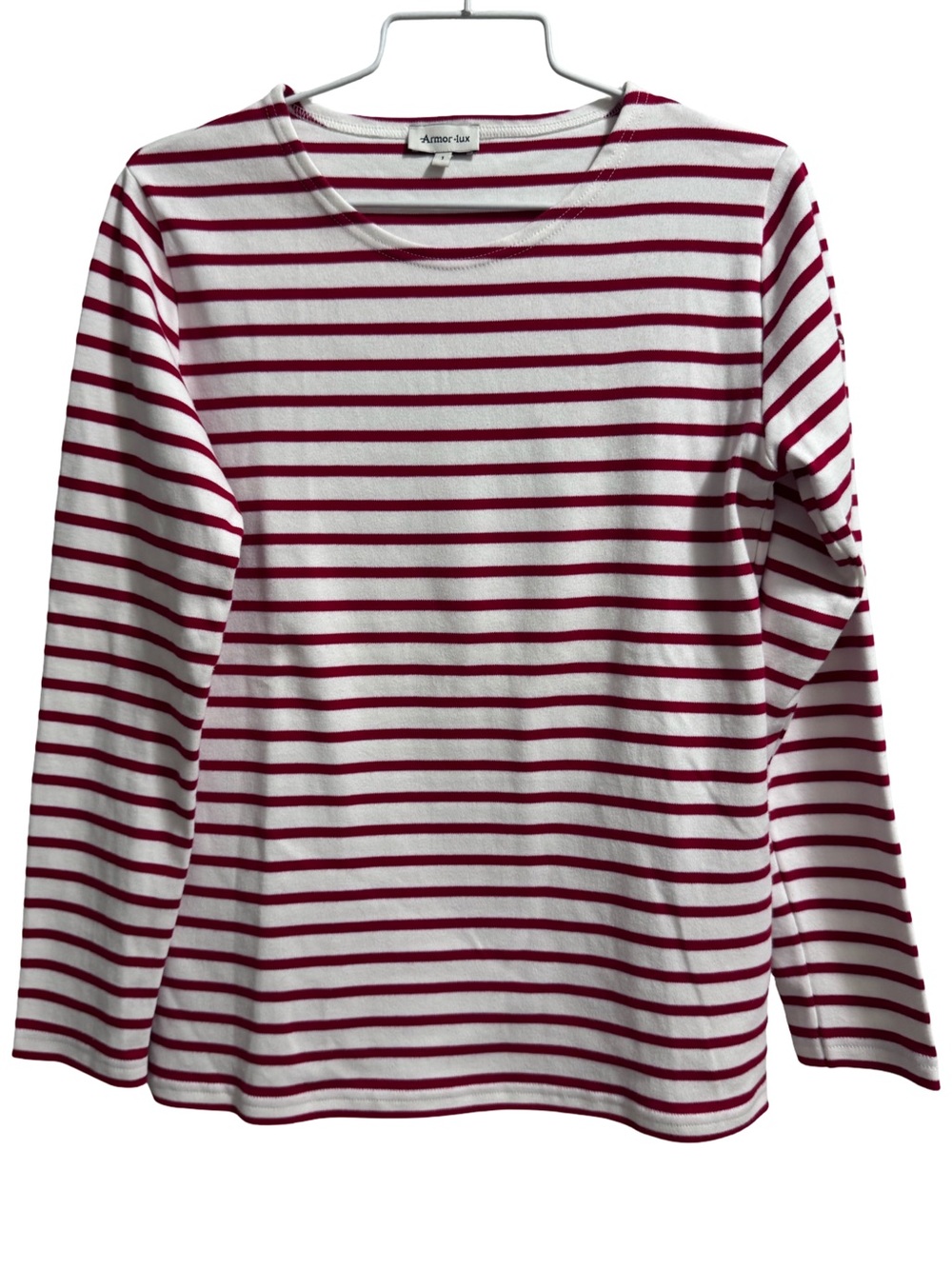 Armor-Lux Breton Striped Shirt Blanc/Braise Thick Cotton Size Small (1)